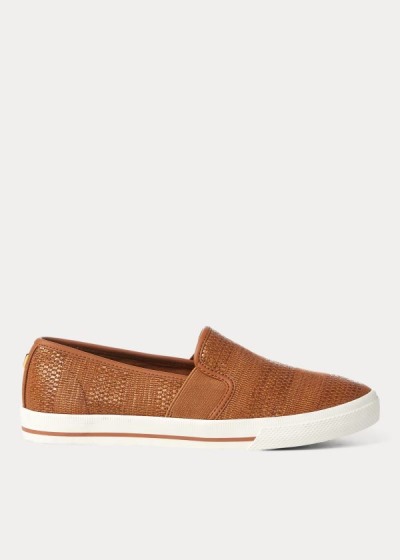 Zapatillas Ralph Lauren Mujer Marrom - Jinny Woven Slip-On - XUCMT9526